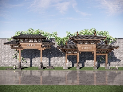 现代新中式牌坊牌楼 牌坊 牌楼 门楼 入口大门 寨门