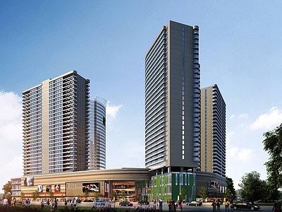 现代商场外观 现代城市商业综合 高层办公楼