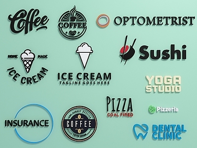 现代美式标识标牌 商标LOGO 标识标牌 咖啡Coffee 牙医Dental 披萨Pizza