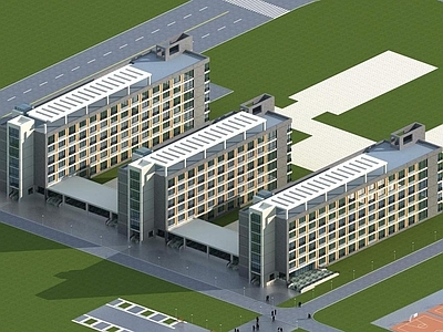 现代学校外观 学校 宿舍建筑