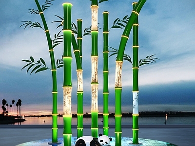 现代景观雕塑 现代景观雕塑 竹子雕塑 熊猫雕塑 广场雕塑装置 竹子装置