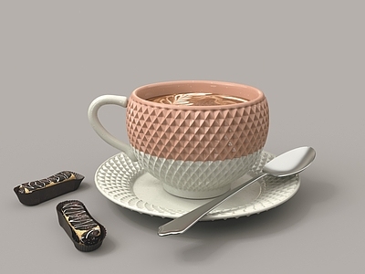 餐具 现代 菱形纹理 杯子 咖啡杯 勺子