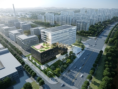 现代办公楼 高层办公楼 屋顶绿化办公楼 产业园