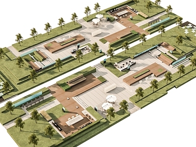 现代口袋公园 线性公园景观公园 办公休息空间 儿童活动场地 卡座户外座椅 花池树池