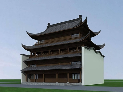 中式古建 中式鼓楼