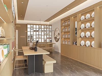 新中式原木其他餐饮空间 工装 茶叶店 新中式