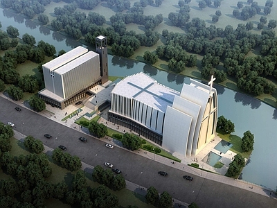 现代图书馆外观 教堂建筑