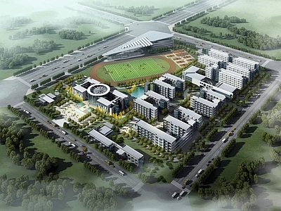 现代学校外观 学校建筑