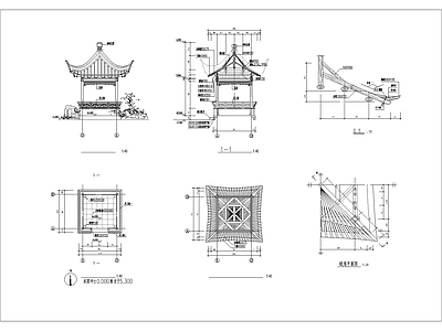 中古亭子图库 古亭 方亭 施工图