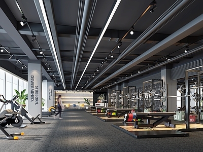 现代健身房 现代 深色调 健身房