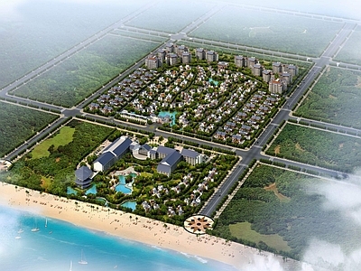 现代别墅外观 海南中国院士村 别墅区