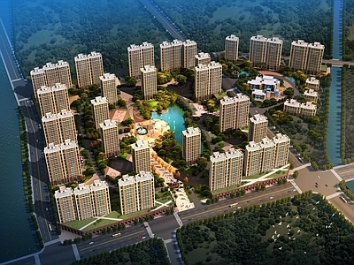 现代高层住宅 简欧风格住宅小区