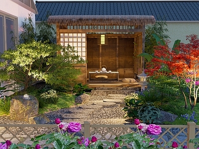 新中式日式乡村庭院 网红禅意庭院