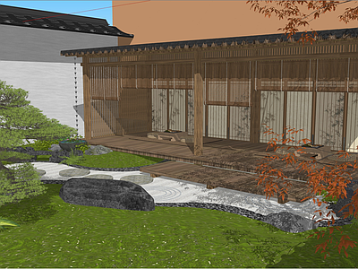 中式日式庭院小品 禅意庭院 茶室庭院 日式庭院 日式茶亭 造型树