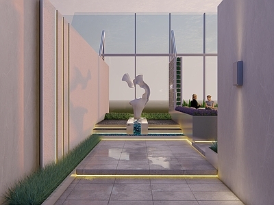 现代办公景观 现代屋顶花园 办公区 景观