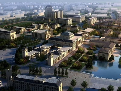 简欧学校外观 学校建筑 大学