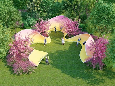 现代艺术装置 网红打卡 户外艺术装置 互动装置 景观装置 花瓣座凳互动装置