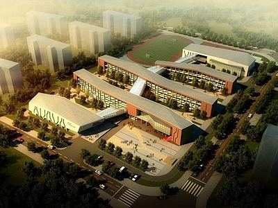 现代学校外观 小学