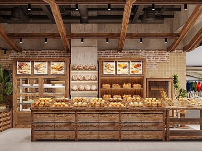 复古工业甜品面包店 面包店蛋糕店 复古面包店