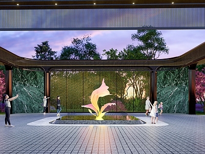 现代新中式雕塑小品 示范区花瓣雕塑小 花雕塑 凤羽海棠雕塑水景 艺术雕塑水景