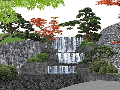 现代假山 假山跌水 水幕墙 景石