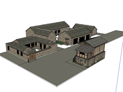 中式古建筑 古建筑 羌族建筑 院子 部落