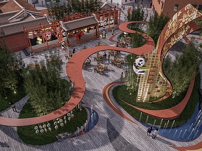 侘寂商业景观 城市更新旧改街区 川西剧场 文化商业街区 飘带 广场景观