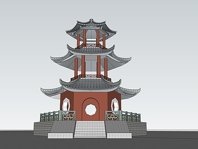 中式亭子 六角亭