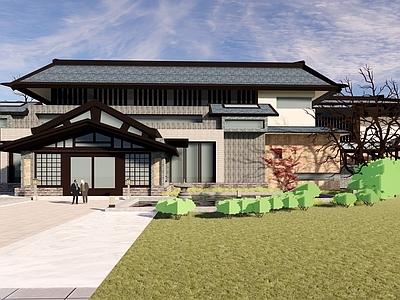 新中式中式售楼处建筑 中式会所 新中式会所 中式酒店 温泉酒店