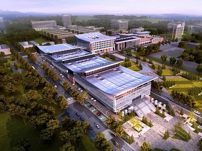 现代学校外观 大学创新实践中心 图书馆建筑