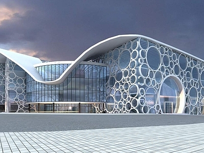 现代图书馆外观 展览馆建筑
