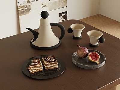 茶具 现代茶壶 茶杯 食物