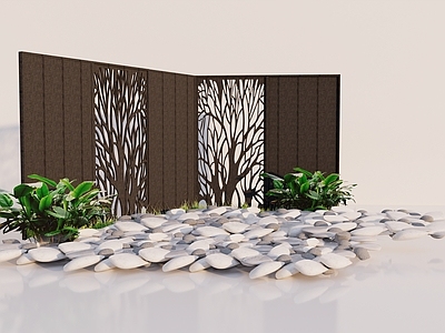 现代庭院小品 庭院 庭院石头 庭院屏风