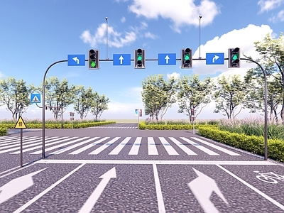 其他交通工具 交通路口 十字路口 红绿灯 人行道 非机动车道