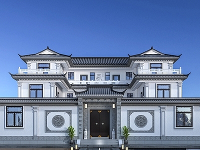 中式中古四合院 中式四合院 新中式四合院 徽派建筑