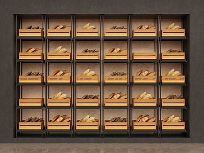 轻奢法式甜品面包店 甜品面包店 面包货架面包货柜 面包装饰墙 面包层架 蛋糕店