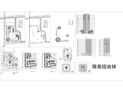 现代极简办公楼建筑 办公楼平面图 商务综合体平面图 施工图