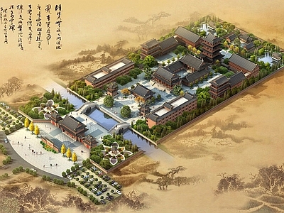 现代精美道观寺庙