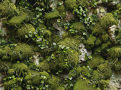 现代自然地面 苔藓 湿润环境 绿色植物 自然 墙地面苔藓