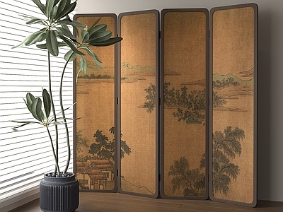 复古中古屏风 宋式实木屏风隔断 新中式复古屏风 客厅折叠屏风 可折叠屏风 花鸟山水屏风隔断