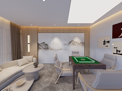 现代简约棋牌室 棋牌室 棋牌包厢 麻将室
