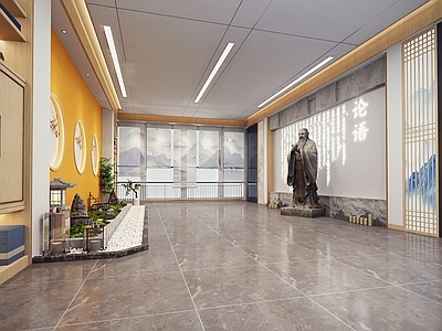 现代新中式幼儿园 幼儿园大厅 幼儿园国学大厅