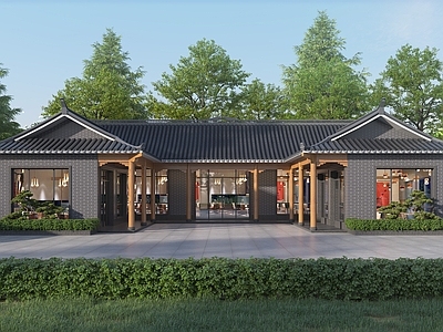 新中式中式四合院 新中式四合院 三合院