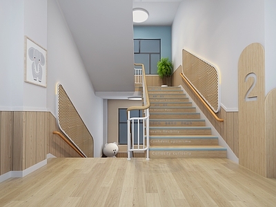 现代幼儿园 幼儿园楼梯间 楼梯区角