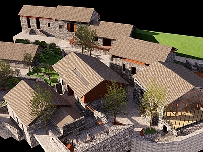 现代风格建筑 山间书屋 山间小院 农村 山村