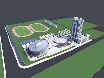 现代学校外观 体育馆 场馆 看台