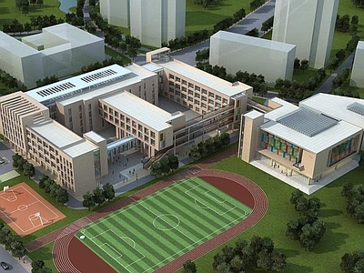 现代学校外观 小学建筑