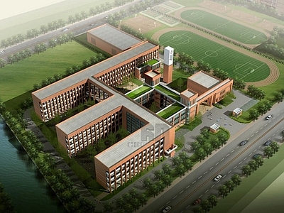 现代学校外观 中学建筑