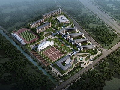 现代学校外观 中学建筑