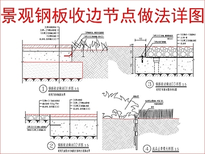 景观节点 景观钢板收边节点 施工图